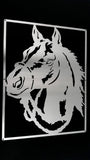 Horse Portrait Mounted Wall Art Stainless Steel Brush Finish