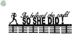 She Believed She Could So Did Running 48 Tier Medal Hanger Black Sports Medal Hangers