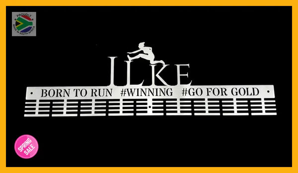 Personalised 72 Tier Medal Hanger With Name Figures And A Motivational Saying! Sports Medal Hangers