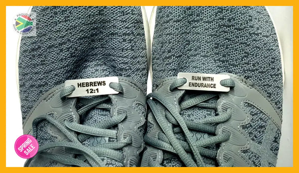 Hebrews 12:1 Run With Endurance Shoelace Tag Set Shoe Lace Tags