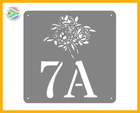 Peony Flowers House Number Sign Wall Art
