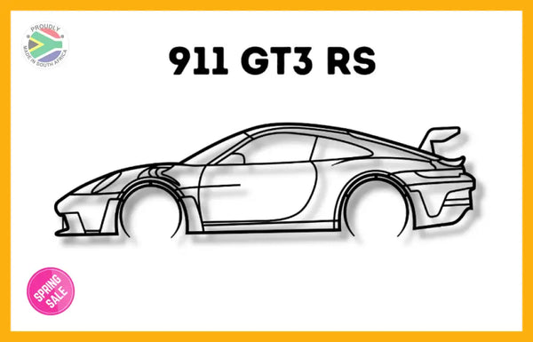 911 Gt3 Rs Model 992 Detailed Silhouette Metal Wall Art