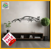 Porsche 911 Gt3 Rs Model 991 Detailed Silhouette Metal Wall Art