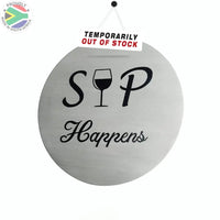 Wine Coasters Laser Etched In Stainless Steel Sip Happens