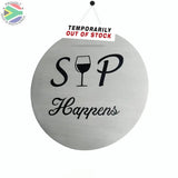 Wine Coasters Laser Etched In Stainless Steel Sip Happens