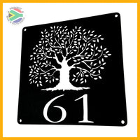 Oak Tree House Number Sign Wall Art