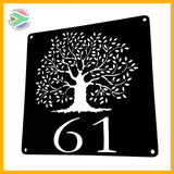 Oak Tree House Number Sign Wall Art