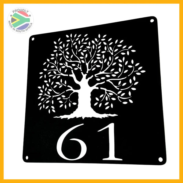 Oak Tree House Number Sign Wall Art