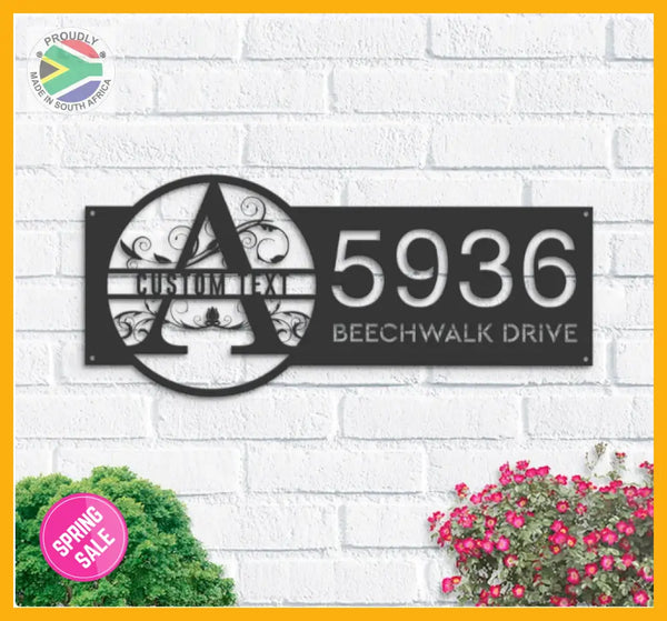Alpahabet Monogram & Address Design House Sign Wall Art