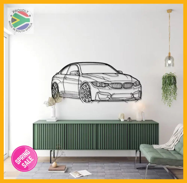 Bmw M4 F82 Front Angle Detailed Silhouette Metal Wall Art