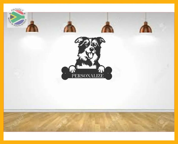 Border Collie Wall Art With Personalized Text Dog Kennel & Run Accessories