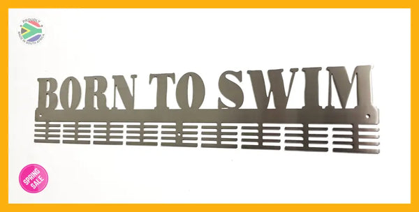 Born To Swim 72 Tier Medal Hanger (Option Of Colors Available) Stainless Steel Brush Finish Sports