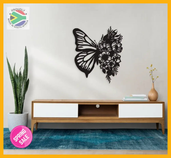 Butterfly & Flowers Wall Art