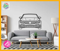 Mercedes C63 Amg Front View Detailed Silhouette Metal Wall Art