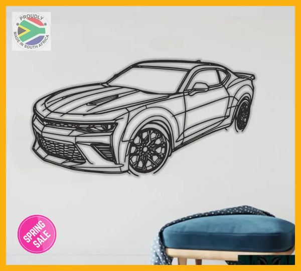 Camaro Ss 2016 Angled Detailed Silhouette Metal Wall Art