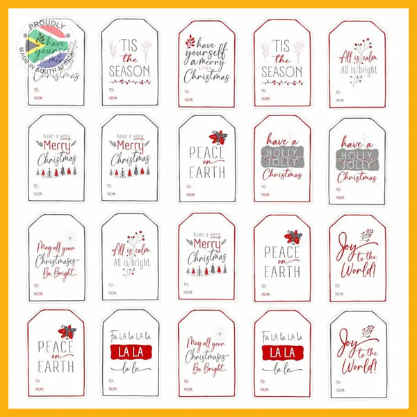Trendspire Deluxe Christmas Present Labels - Red Or Gold/Black 36’S Stickers