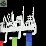 World Marathon Majors City Skyline Medal Hanger Stainless Steel Brush Finish (M-T-O) Sports Hangers