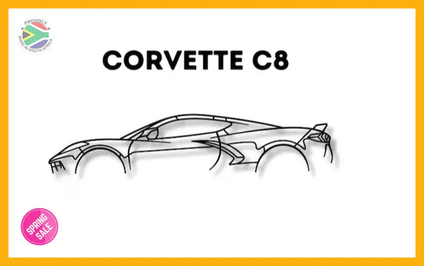 Corvette C8 Detailed Silhouette Metal Wall Art