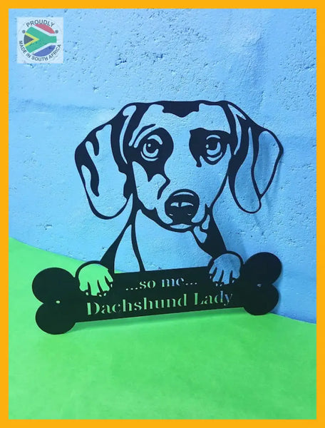 Dachshund Wall Art With Personalized Text Dog Kennel & Run Accessories