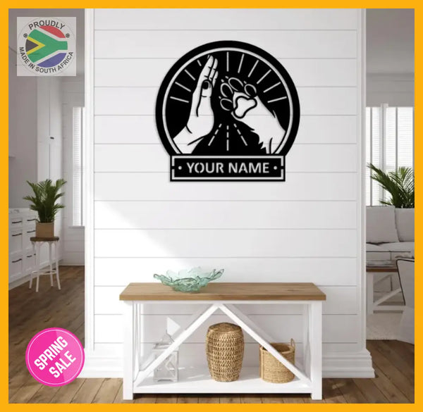 Dog Paw & Human Hand Personalized Design Wall Art