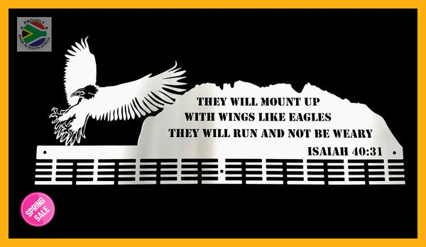 Eagle Verse Isaiah 40:31. 72 Tier Medal Hanger Stainless Steel Brush Finish Sports Medal Hangers