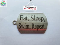 Eat Sleep Butterfly Swimming Silhouette Double Sided Laser Engraved Key Ring-Bag Tag Key Rings