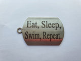 Eat Sleep Butterfly Swimming Silhouette Double Sided Laser Engraved Key Ring-Bag Tag Key Rings