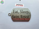 Eat Sleep Butterfly Swimming Silhouette Double Sided Laser Engraved Key Ring-Bag Tag Key Rings