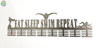 Eat Sleep Swim Repeat 64 Tier Medal Hanger (Option Of Colors Available) Stainless Steel Brush