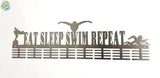 Eat Sleep Swim Repeat 64 Tier Medal Hanger (Option Of Colors Available) Stainless Steel Brush