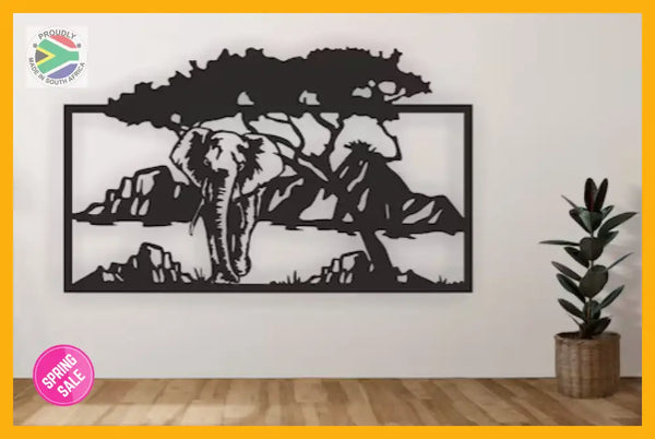 Elephant Design Steel Wall Art