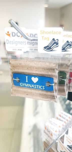 I Love Gymnastics Individual Shoelace Tag