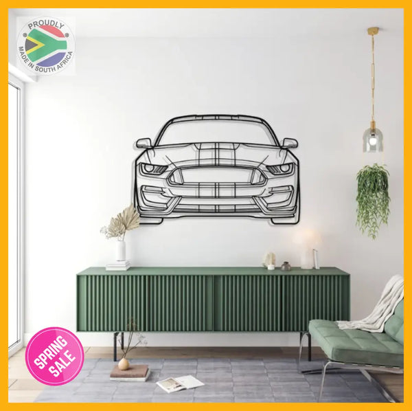 Ford Mustang Gt350 Front Angle Detailed Silhouette Metal Wall Art