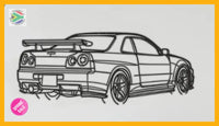 Nissan Gtr R34 Rear Angle Detailed Silhouette Metal Wall Art