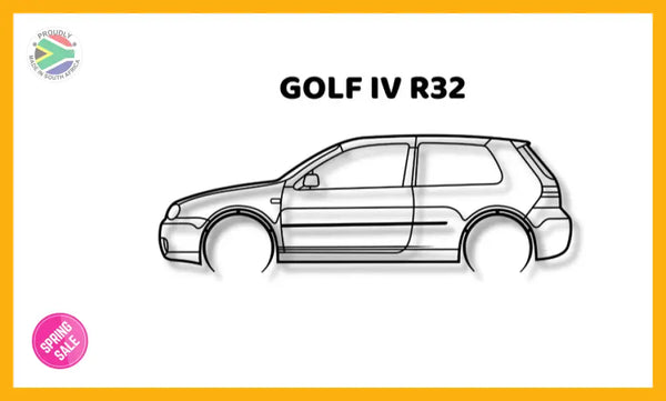 Golf 4 R32 Detailed Silhouette Metal Wall Art