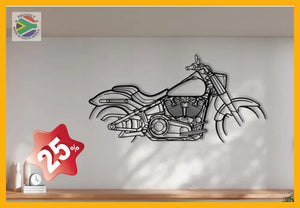 Harley Davidson Fat Boy Motorcycle Detailed Silhouette Metal Wall Art Wall Art