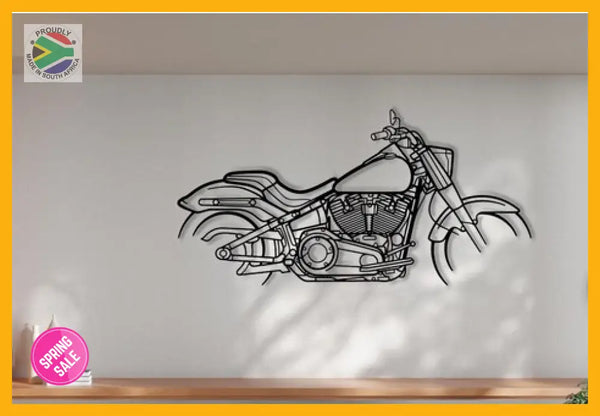 Harley Davidson Fat Boy Motorcycle Detailed Silhouette Metal Wall Art Wall Art