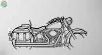 Harley Davidson Heritage Classic 1944 Motorcycle Detailed Silhouette Metal Wall Art Wall Art