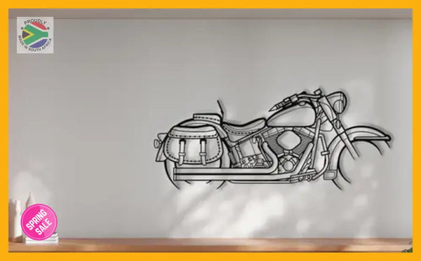 Harley Davidson Heritage Classic 1944 Motorcycle Detailed Silhouette Metal Wall Art Wall Art