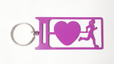 I Love Running Lady Key Ring Purple Rings