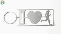 I Love Running Lady Key Ring Stainless Steel Brush Finish Rings