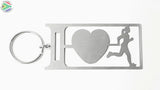 I Love Running Lady Key Ring Stainless Steel Brush Finish Rings