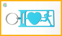 I Love Running Man Key Ring Light Blue Rings