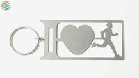 I Love Running Man Key Ring Stainless Steel Brush Finish Rings