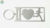 I Love Running Man Key Ring Stainless Steel Brush Finish Rings