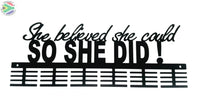 She Believed She Could Words Medal Hanger Black / 48 Tier Sports Medal Hangers