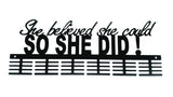 She Believed She Could Words Medal Hanger Black / 48 Tier Sports Medal Hangers