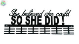 She Believed She Could Words Medal Hanger Black / 48 Tier Sports Medal Hangers