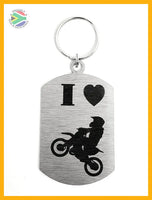 I Love Moto-Cross Single Sided Laser Engraved Key Ring-Bag Tag Key Rings