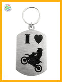 I Love Moto-Cross Single Sided Laser Engraved Key Ring-Bag Tag Key Rings